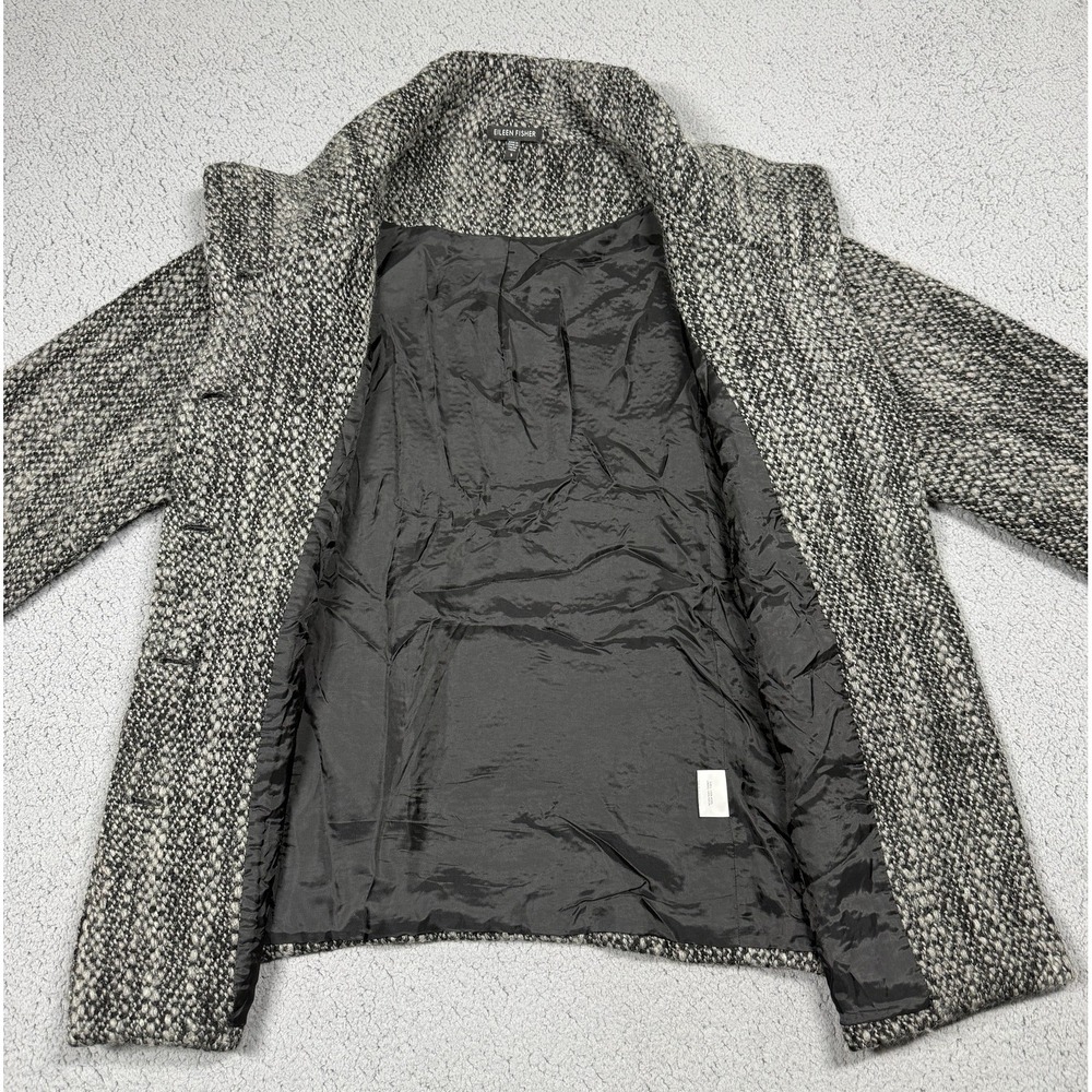 Eileen‎ Fisher Coat Womens Small Gray Wool Tweed Button Front Lined Mid Winter - Picture 5 of 9